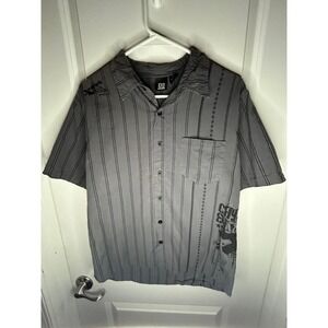Vintage Y2k "The X Games" Grunge Skater Striped Button Up Shirt No Flaws